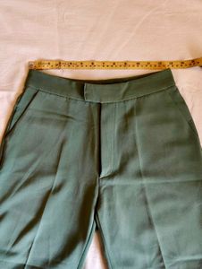 Teal Cropped Formal Trousers