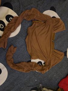 Brown Ruched Sleeve Top