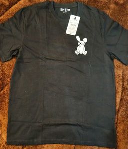 SHEIN Black Bunny Graphic T-Shirt &amp; Leopard Print