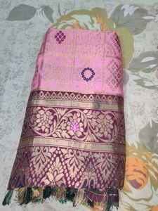 Pink Bandhani Silk Saree
