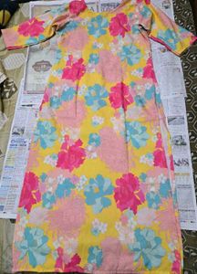 Vibrant Yellow Floral Kurta Set with Dupatta