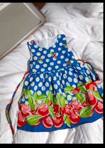 Blue Cherry Polka Dot Frock