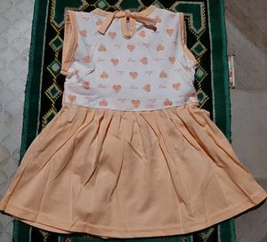 100% Cotton Cute Baby Girl's Peach Dress
