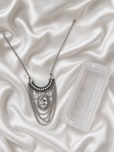 Boho Statement Necklace with Crystal Pendant
