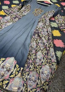 Embroidered Kurta with Printed Panels