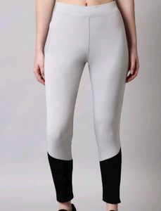 Grey Black Jeggings With Pocket