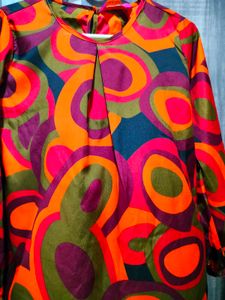 Colourful Retro-print Ladies Top