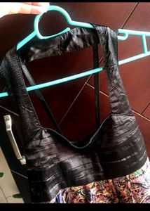 Stylish Halter Neck Dress with Patterned Skirt