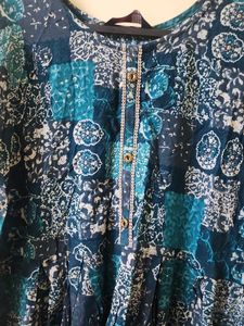 Patchwork Print anarkali kurti