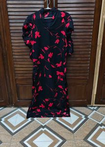 Flowy Floral Print Midi Dress