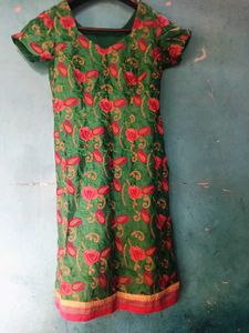 Green Embroidered Kurta