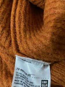 UNIQLO Orange Knit Button-Up Cardigan