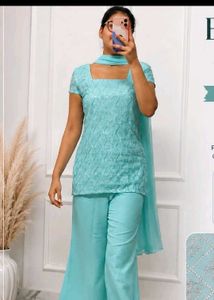 Elegant Teal Sequined Kurta Set