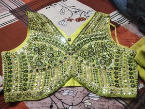 Embroidered Green Blouse and palzoo with sharg