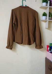 Elegant Brown Textured Blouse