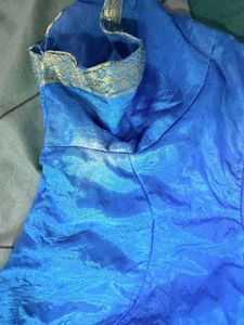 Blue Bandhani/Bandhej Saree With Stiched Blouse