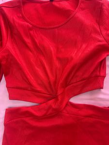Chic Red Long Sleeve Cut-Out Mini Dress
