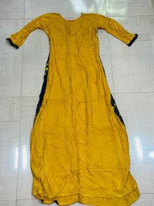 Elegant Yellow &amp; Navy Kurta Set