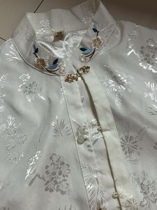 Elegant White Brocade Blouse
