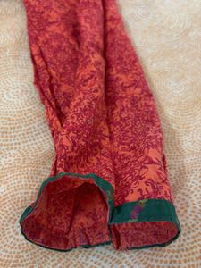 Orange Kurta with Green Neckline