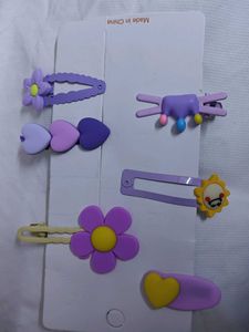 Cute Purple Hair Clips Set of 6