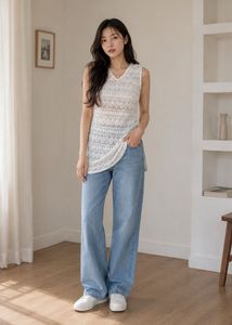 Sheer White Lace V-Neck Tank Top