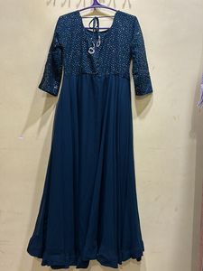 Teal Colour Festive Wear Long Kurta&amp;Dupatta Size L