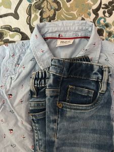 Kids Blue Denim Jeans with shirt