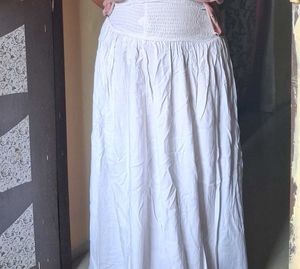 SHEIN High Waist Flared Maxi Skirt – White