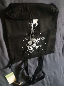 Black Tote Bag with Space Astronaut Design