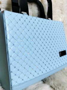 Quilted Blue Top Handle Bag