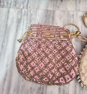 Set of 2 Beaded Indian Potli Bags