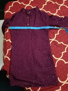 Pretty Wine Colour Sequence Kurta For Kids