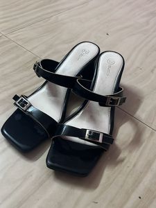Stylish Black Block Heels Sandals