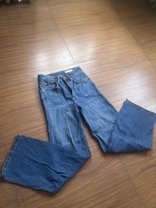 Classic Blue Denim Wide Leg Jeans