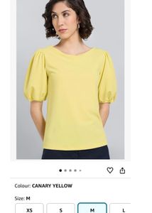 pantaloon Lime Solid Puff Sleeve Top