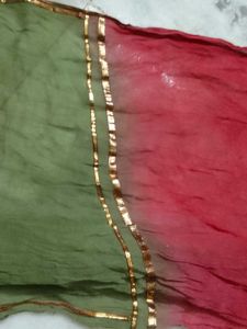 Red and Green Dupatta with Gold Border