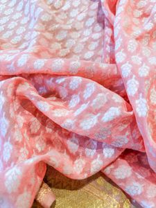 100% Pure silk peach Khaddi Georgette
