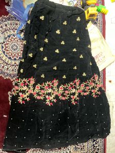 Elegant Black Velvet Lehenga Choli