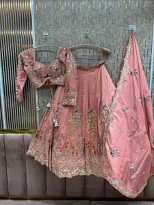 Gold Embroidered Lehenga With Floral &amp; Bird Motif
