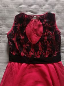 L Size Fit &amp; Flare Dress Peach &amp; Black Colour