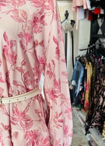Savana Chic Pink Floral Tiered Dress