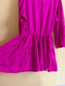 Vibrant Pink Tiered Mini Dress