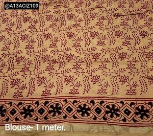 Elegant Ajrakh Printed Red Saree