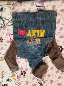 Unique Denim &amp; Brown Layered Jacket 2-4 years