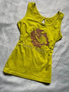Yellow Tank Top with Floral Design