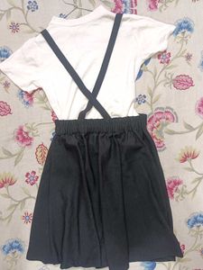Chic Black Skater Dress with Suspenders