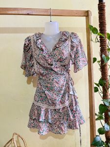 Floral Print Wrap Mini Dress