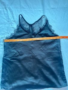 Satin Pajama Set with Lace Trim