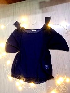 Navy Blue Sheer Blouse